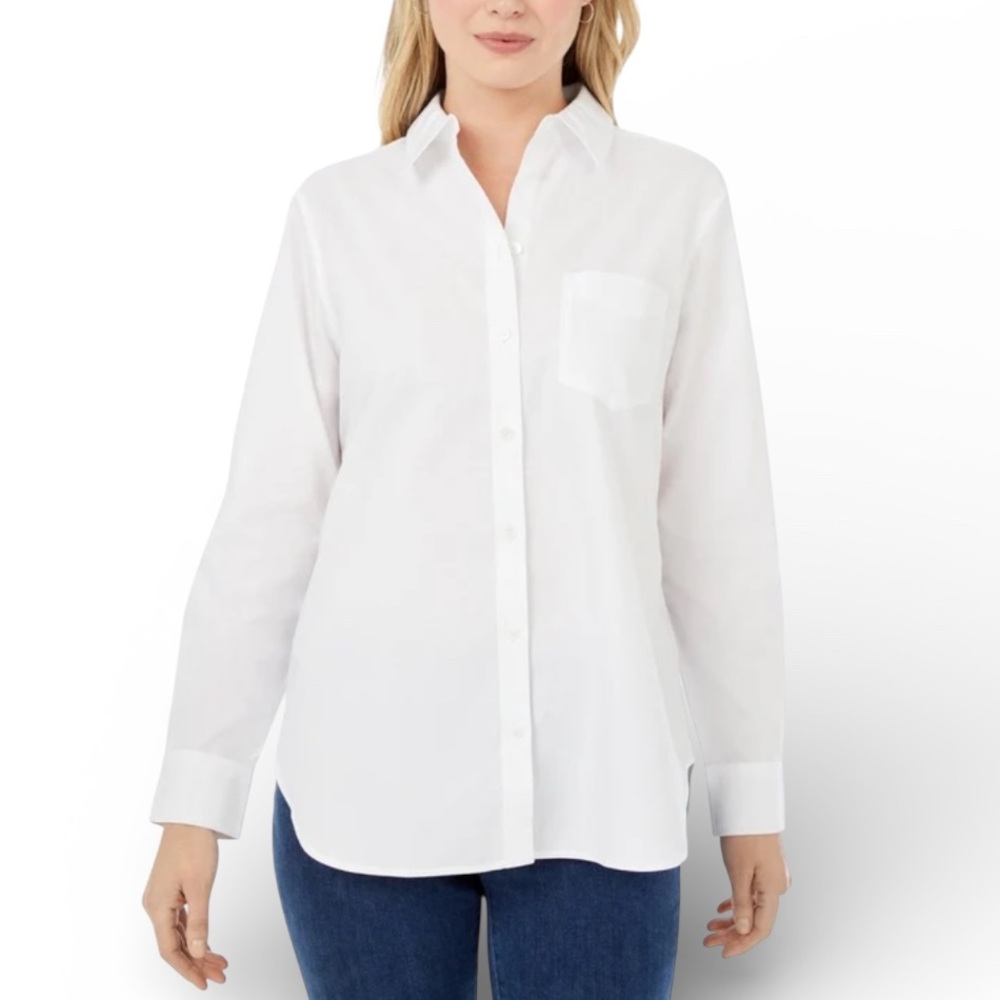 Foxcroft Boyfriend No Iron Tunic Top NWOT
